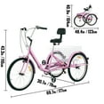 thumbnail image 3 of KFFKFF Three-Wheeled Bicycle with 24'' Tires, 7-Speed Adult Tricycle, Foldable Trike for Adults, Pink, 3 of 9