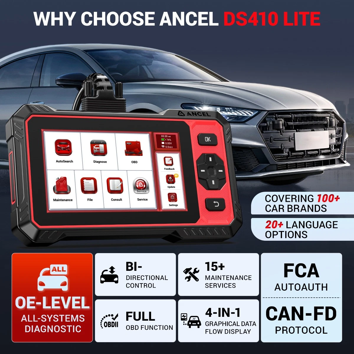 [Second Hand] ANCEL DS410 Lite Full System Car OBD2 Scanner Bi-directional Diagnostic Scan Tool