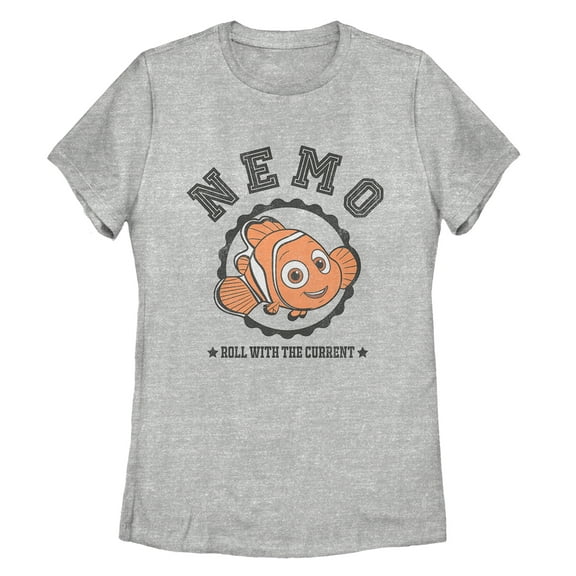 Women's Finding Dory Nemo Roll with Current  Graphic Tee Athletic Heather Large