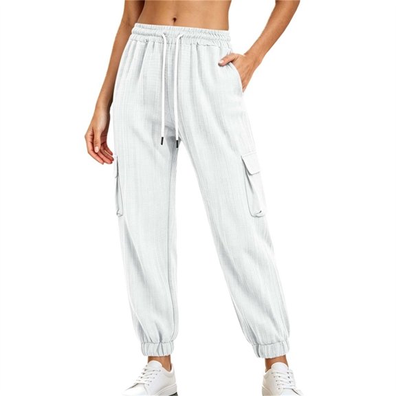 Womens Cargo Joggers Casual Pants with Multi-Pockets Women's Joggers,Drawstring, Solid Color, Elastic Waist, High Rise,Running,Yoga Gym,Workout Wear,Casual