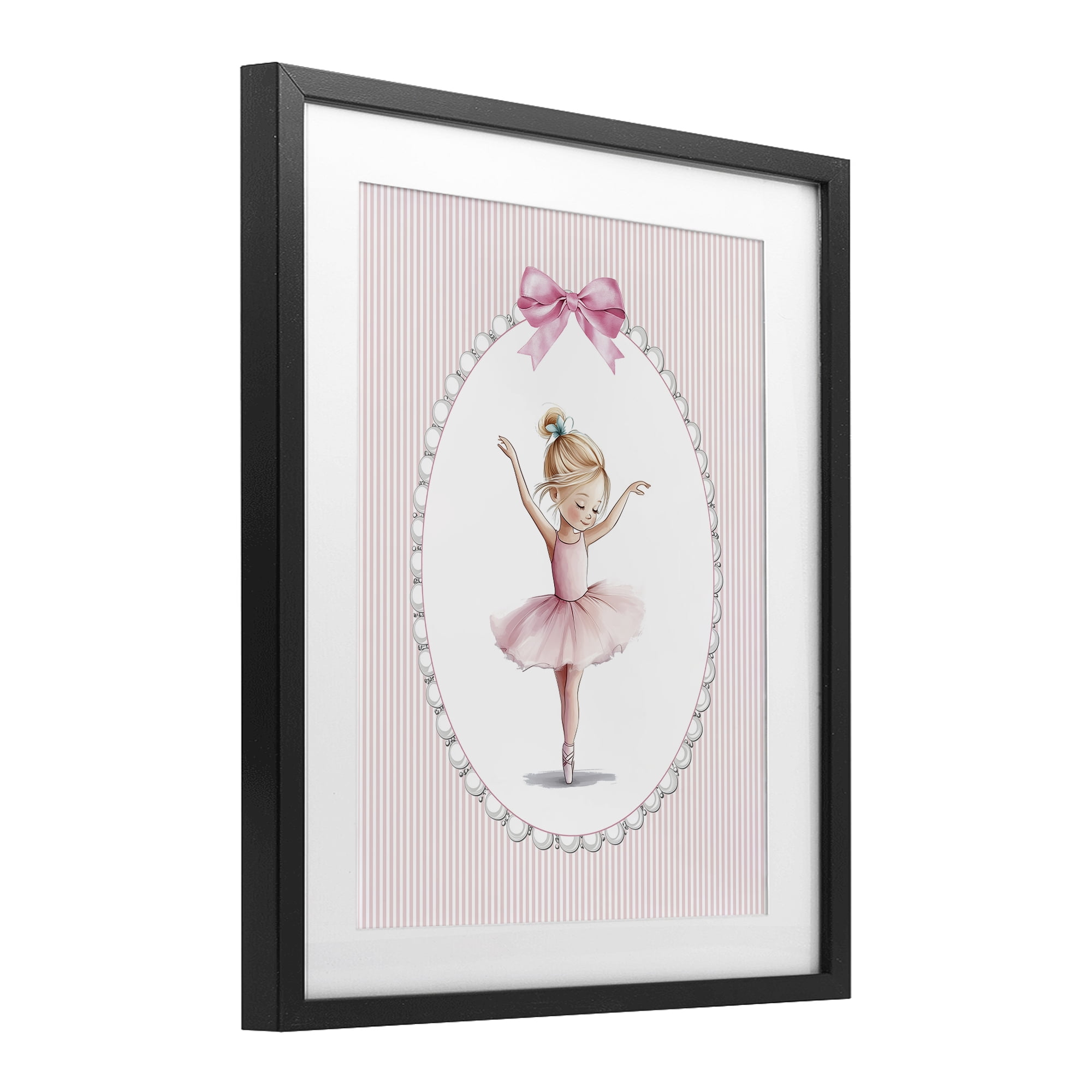 Stupell Industries Dance Pink Ballerina Black Framed Print Under Glass, design by Christine Simpson Art