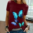thumbnail image 2 of Camiseta de mujer, camisetas divertidas y bonitas de manga corta para otoño, camiseta con estampado de mariposa, regalo, blusa, regalo para mujer Pompotops hfajkhk125452, 2 of 7