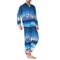 thumbnail image 2 of Hirioo Starry Night Ocean View for Men's Pajama Sets 2 Piece Pjs Men's Long-Sleeved Pajama Set Button Down Sleepwear,S-XXL-X-Large, 2 of 7