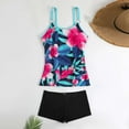 thumbnail image 4 of Busydd Plus Size Swimsuit for Women S-5XL Two Piece Tankini Bathing Suits Trendy Floral Print Sleeveless Swimwear with Boyshorts, 4 of 6