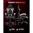 thumbnail image 3 of Bigzzia Gaming Chair with LED Lights, Computer Chair with Lumbar Support, Ergonomic High Back Video Game Chair with Swivel Seat and Headrest, White, 3 of 8