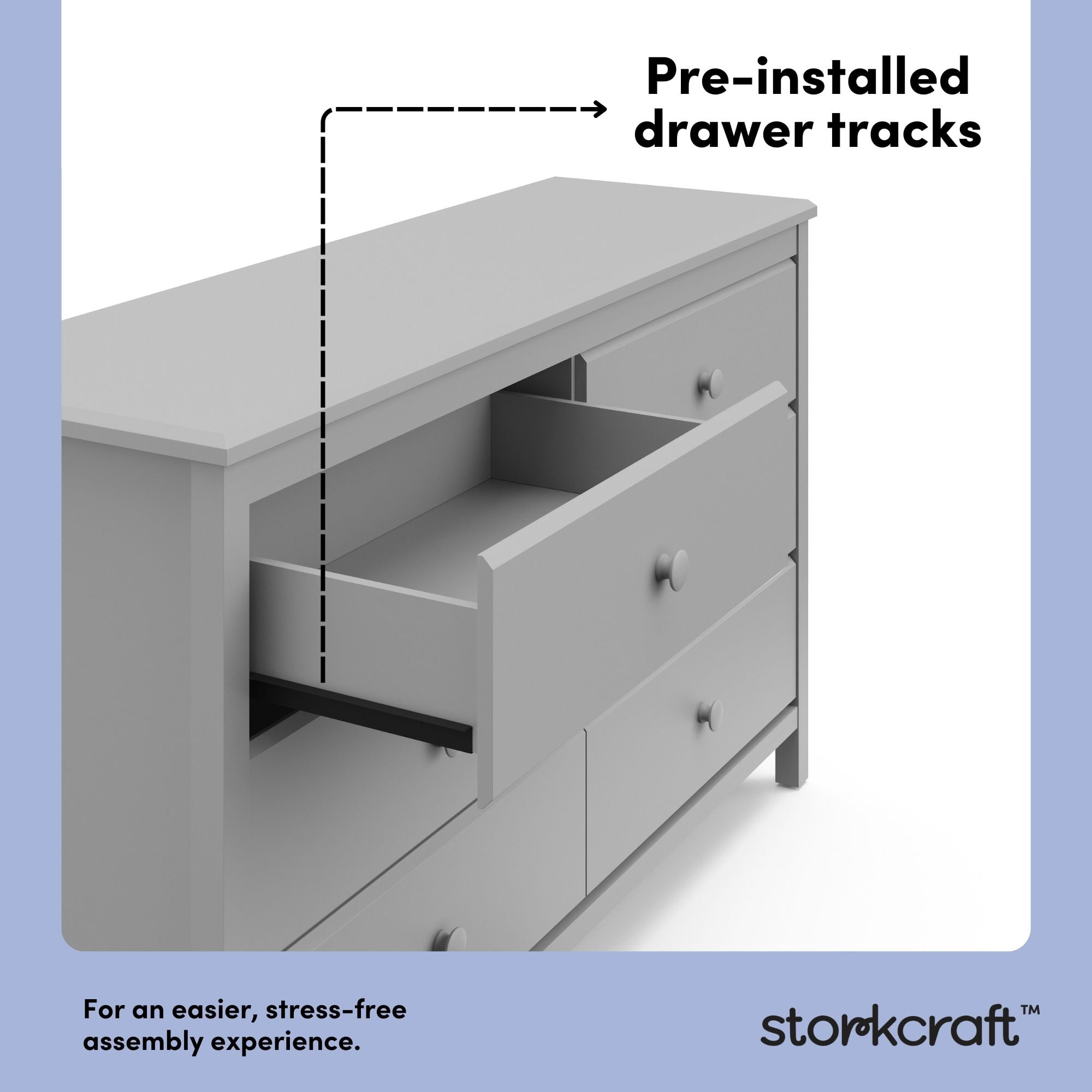 Storkcraft Alpine 6 Drawer Nursery Double Dresser, Pebble Gray