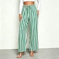 thumbnail image 4 of Endives Wide Leg Pants for Women Summer Striped Loose Straight Leg Elastic Waist Trousers with Pockets Vacation Outfits Flowy Pants for Women, 4 of 6