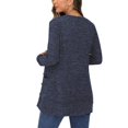 thumbnail image 2 of Cárdigan Suéter Manga Larga Señoras Outwear Vacaciones Color Sólido Cárdigans Suaves Azul Real XL, 2 of 3