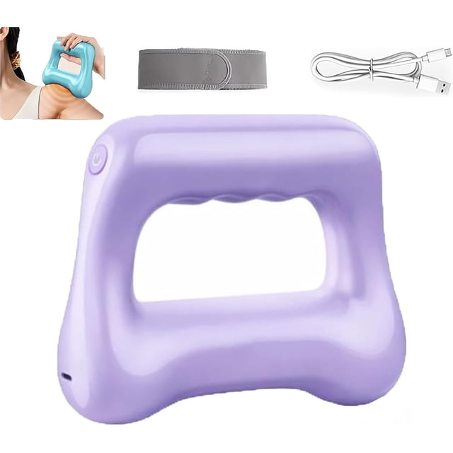 5-Speed Handheld Massager Ring with Adjustable Belt, High Frequency Vibration Deep Tissue Body Massager with Adjustable Heat for Waist Legs Arms Muscle Relaxation (Purple)