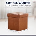 thumbnail image 2 of Ornavo Home 15 Inch Square Storage Ottoman Cube, Tufted Square Faux Leather Storage Ottoman Chest, Footrest, Toy Chest Ottoman with Storage - (Mocha), 2 of 7