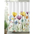 thumbnail image 2 of Boanket Polyester Fabric Garden Flora Illustrations Shower Curtain, Spring Floral Elegant Waterproof Bathtub Curtain Bathroom Decor Set with Hooks 72 x 78 Inches,, 2 of 6