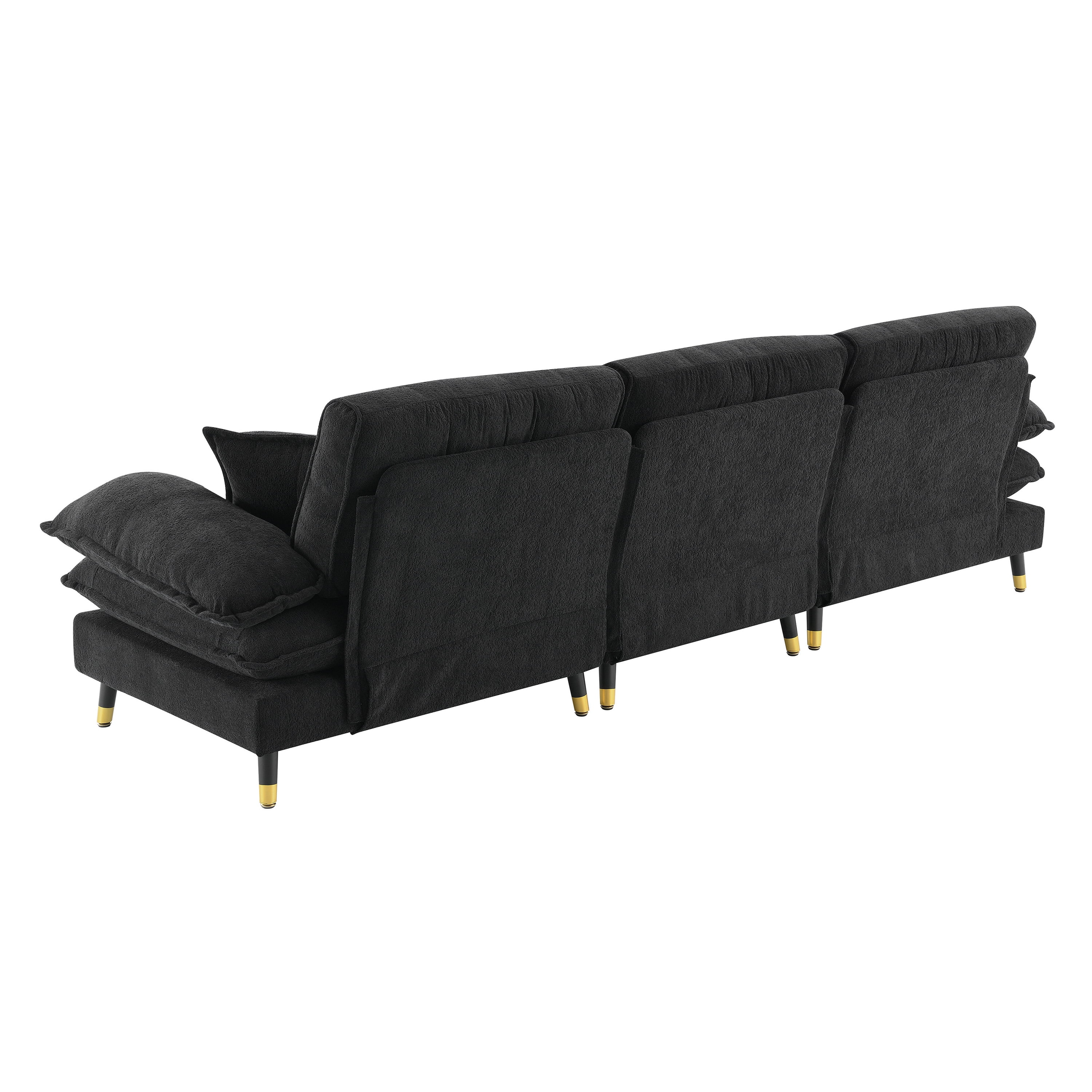 MAYEERTY 106x66.5" L-Shaped Convertible Sectional Sofa - 4-Seat Tufted Chenille Couch with Two-Tone Legs/Ottoman for Living Room/Apartment/Office, 3 Colors