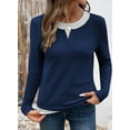 thumbnail image 5 of DOKOTOO Womens Crewneck Tops Casual Long Sleeve Shirts Color Block Blouses for Women Spring Slim Fit Pullover XL, 5 of 8