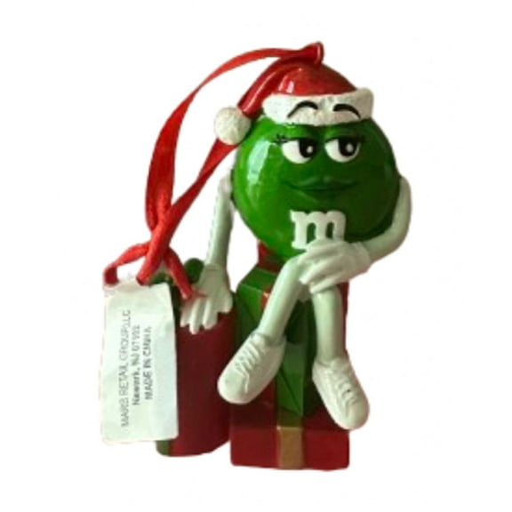 M&M's World Green Santa with Presents Resin Christmas Ornament New with Tag