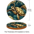 thumbnail image 3 of Turtle 6PCS Round Microfiber Leather Coasters, 11x11 cm/4.3x4.3 in, Drink Mats for Table, Set of 6 Absorbent Coasters for Drinks, 3 of 6