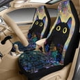 thumbnail image 3 of Xixirimido Leather Seat Cover Front Seats Only, Universal Fit Auto Front Seat Covers for Sedan Van SUV Truck 5 Pcs Set with Seatbelt Covers & Center Console Cover, Black Cat & Floral, 3 of 8