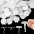 thumbnail image 2 of 60 Pcs Self Adhesive Ceiling Hooks, Clear Sticky Hooks for Hanging, Removable Sticker Hooks, No Drill Ceiling Hook60 x unmarked hooks 60 x metal hooks, 2 of 6