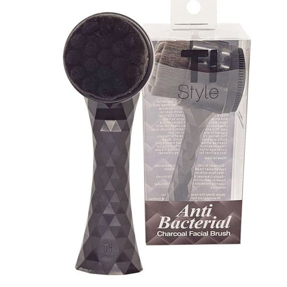 2 in 1 Charcoal Face Brush for Cleansing and Exfoliating - Facial Cleaning Brush with Soft Bristles - Scrubber to Massage and Scrub Your Skin - Deep Pore Exfoliation, Wash Makeup, Massaging (Black)