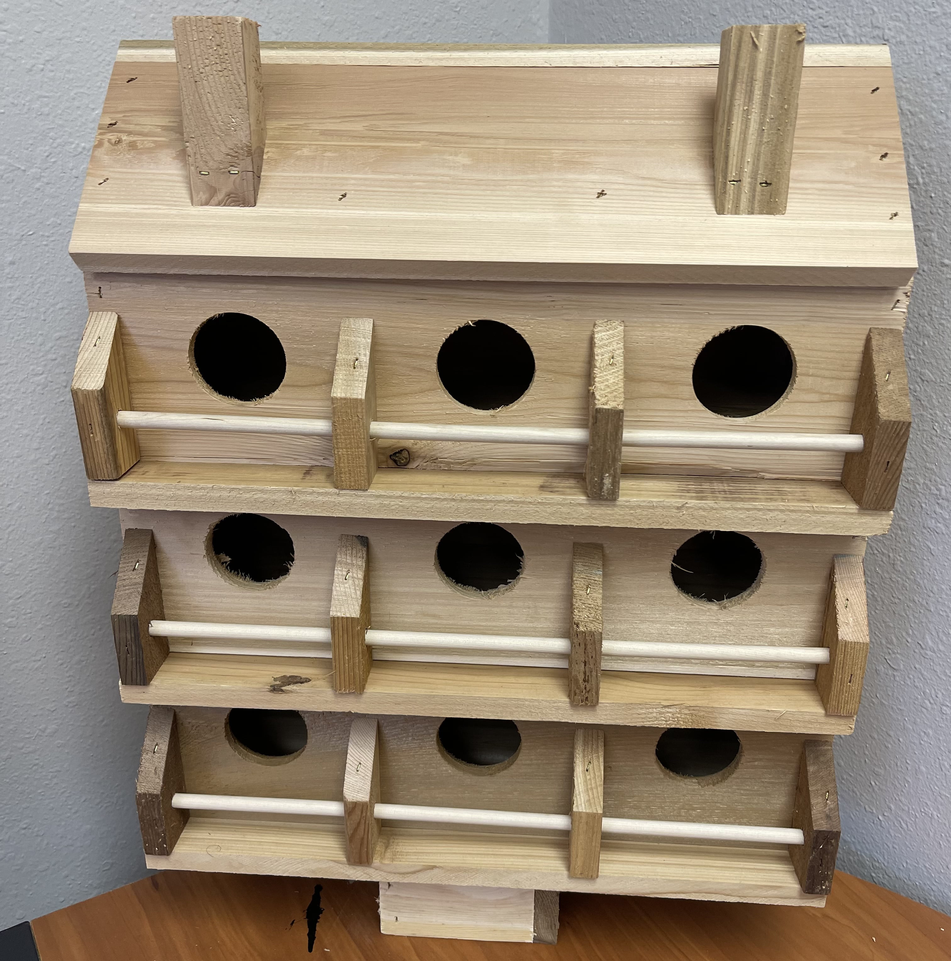 CEDAR BIRDHOUSE With 7 SEPERATE  COMPARTMENTS...fully assembled 