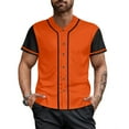 thumbnail image 2 of Baseball Short Sleeve Button Down Team Orange Jersey Baseball Team Sport Uniforms for Men, 2 of 5