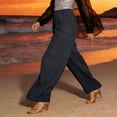 thumbnail image 6 of Women's Plus Size Linen Cotton Wide Leg Pants, High Waisted Pleated Draped Trousers, Breathable Loose Fit Casual Palazzo Pants for Resort and Vacation Black XXXL, 6 of 6