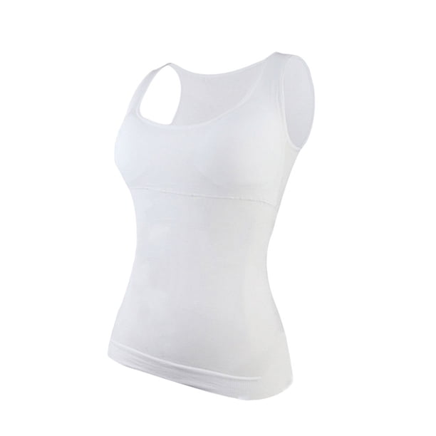 Qarigey Chaleco adelgazante de verano para mujer, camisetas de apoyo para el pecho para entrenamiento de ejercicio para mujer, ropa deportiva Camisetas sin mangas Blanco L