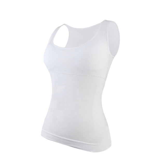 Qarigey Chaleco adelgazante de verano para mujer, camisetas de apoyo para el pecho para entrenamiento de ejercicio para mujer, ropa deportiva Camisetas sin mangas Blanco L