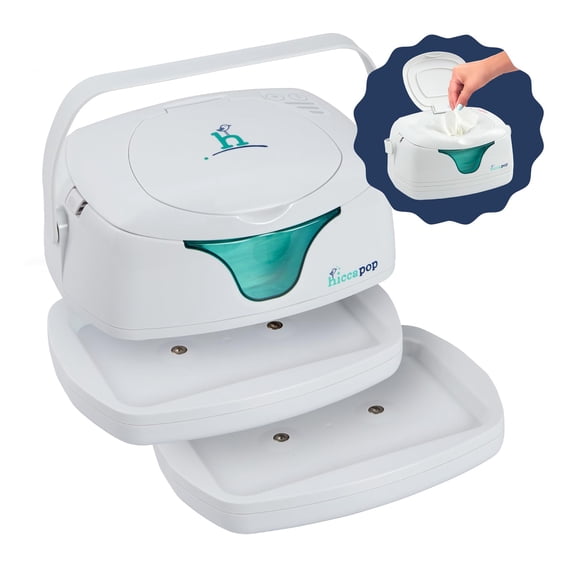 Hiccapop Portable Baby Wipe Warmer and Wet Wipes Dispenser with 2 Charging Bases and Changing Light