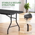 thumbnail image 2 of Furnibear 6FT Folding Table,Indoor Outdoor Portable Fold-in-Half Table with Carrying Handle for Picnic Party Camping,Black, 2 of 9
