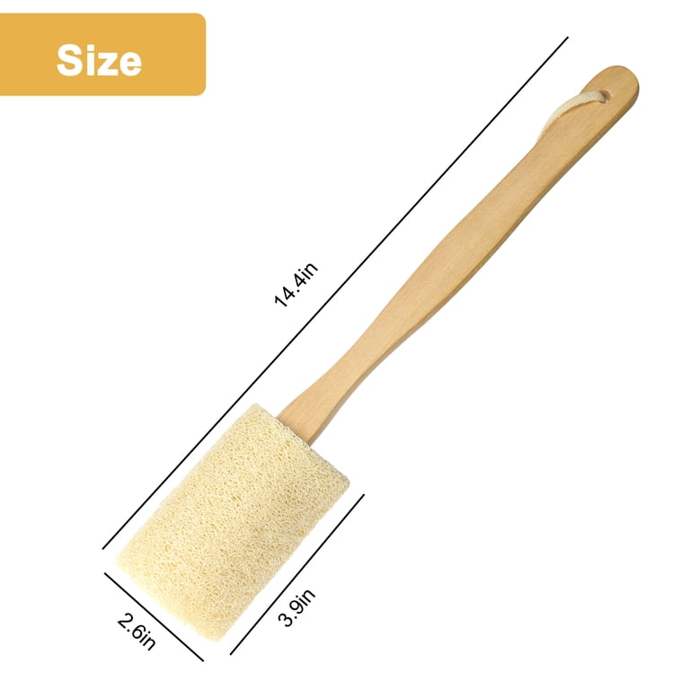 TSV Long Handle Exfoliating Loofah Brush, Natural Luffa photo 3