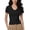 Black, variant on CAIVO Women Shirts Casual Elegant Slim Fit Short Sleeve Tops Summer Knit And Comfortable Stretch V-Neck Solid Color Comfort Shirts