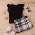thumbnail image 2 of Gibobby faldas para mujer invierno volantes de encaje para niñas pequeñas, Tops, estampados a cuadros, faldas, trajes(Negro, 3-4 Años), 2 of 5
