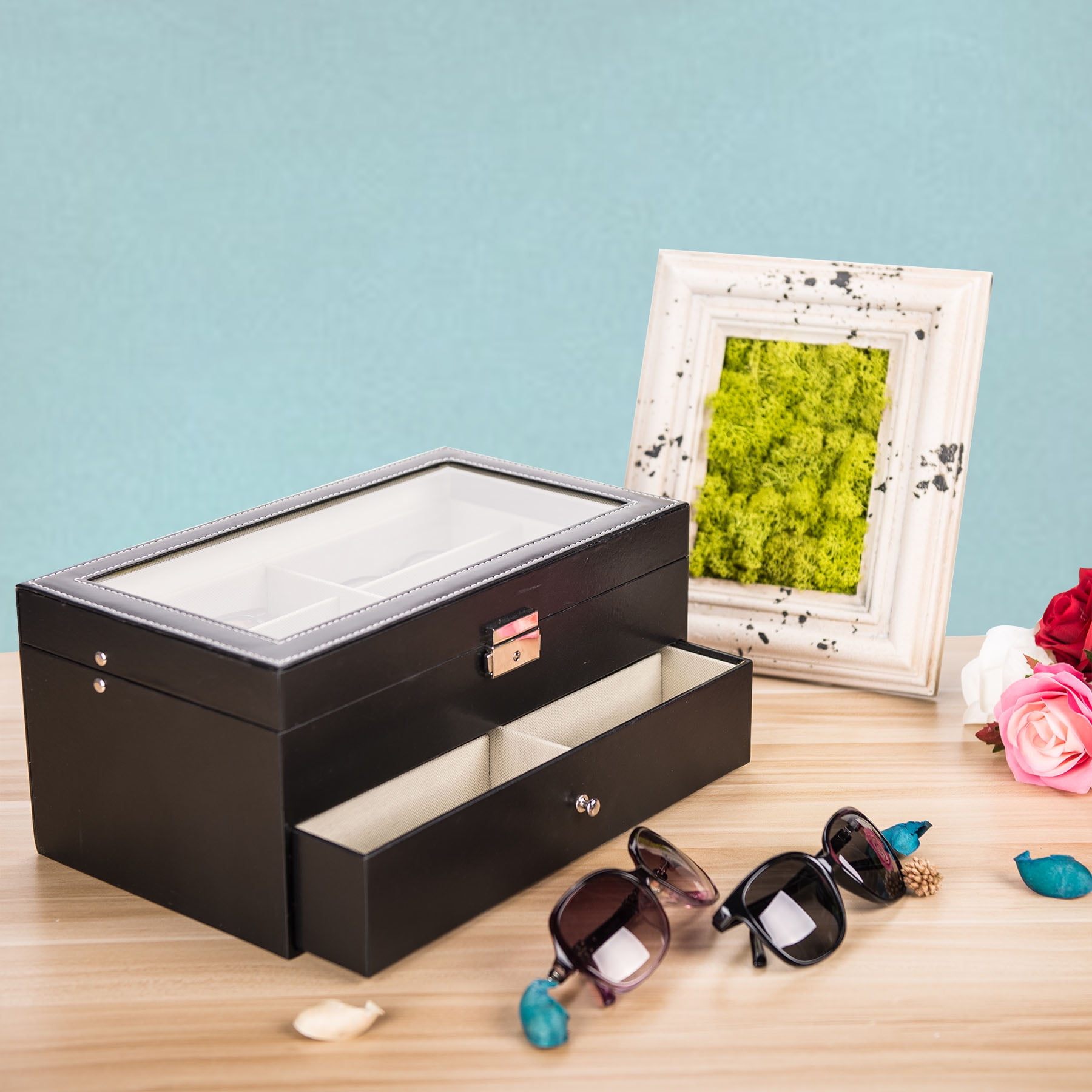 12 Slot Sunglasses Organizer Case for Women Men, Multiple Eyeglasses