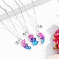 thumbnail image 2 of 3 Pack Heart Pendant Necklace Rainbow Enamel Broken Heart Pendant On Chainszz, 2 of 4