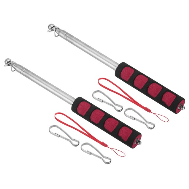 Unique Bargains 1.2M/4ft Telescopic Handheld Flagpoles,2Set Pointer Stick with Sponge Handle Red