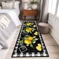 thumbnail image 4 of Yellow Lemon 2'x6' Runner Rugs for Hallway Kitchen Bedside Non Slip Washable, Summer Botanical Black White Checkered Entryway Rug Runners with Rubber Backing, Long Carpet Runner for Laundry Room, 4 of 8