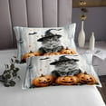 thumbnail image 3 of Erosebridal 3D Cat Coverlet Set Twin, Magic Animal Bedding Set, Halloween Pumpkin Reversible Bed Set, Ultra Soft Room Decoration, 2 Pieces, 3 of 6