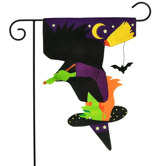 Briarwood Lane Upside Down Witch Burlap Garden Flag