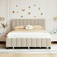 thumbnail image 3 of Harper & Bright Designs Queen Size Upholstered Platform Bed with Twin XL Trundle, Velvet Queen Wooden Bed Frame 2 Drawers for Bedroom, Beige, 3 of 14