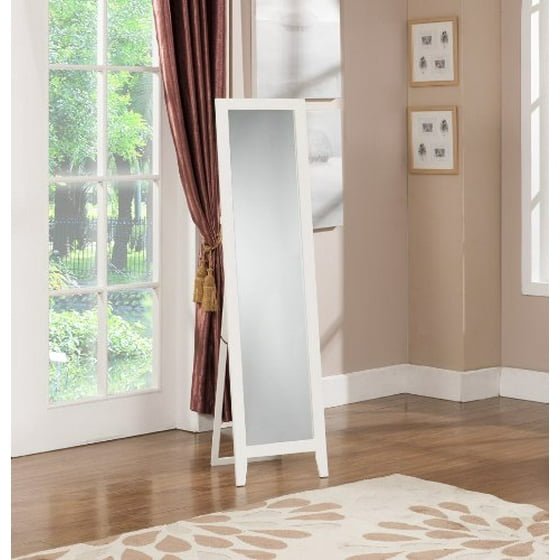 Kings Brand White Finish Wood Frame Floor Standing Mirror