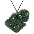thumbnail image 2 of 81stgeneration Men's Carved Nephrite Jade Abalone Extra Large Hei Tiki Sculpture Pendant Necklace, 2 of 6