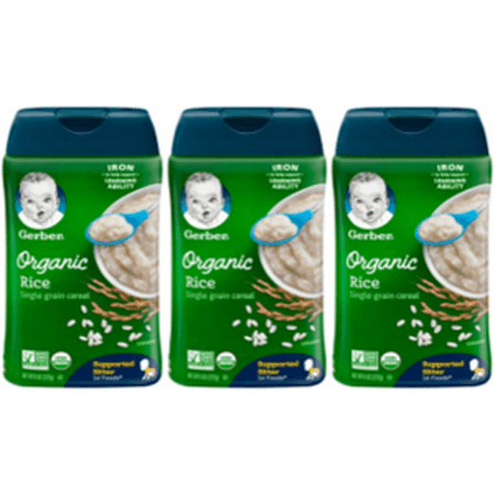 (3 Pack) Gerber Organic Rice Baby Cereal, 8 oz.