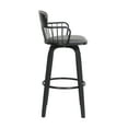 thumbnail image 6 of Willow 30" Swivel Black Wood Bar Stool in Gray Faux Leather with Black Metal, 6 of 10