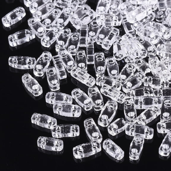 2-Hole Glass Seed Beads Transparent Colours Rectangle Clear 4.5~5x2x1~1.5mm Hole: 0.5~0.8mm