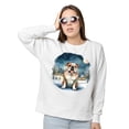 thumbnail image 2 of Hello Winter Bulldog Welcome Snowy Night Watercolor Vintage Sweatshirt Unisex Merch Dog Lover Gifts Idea - 01011, 2 of 6