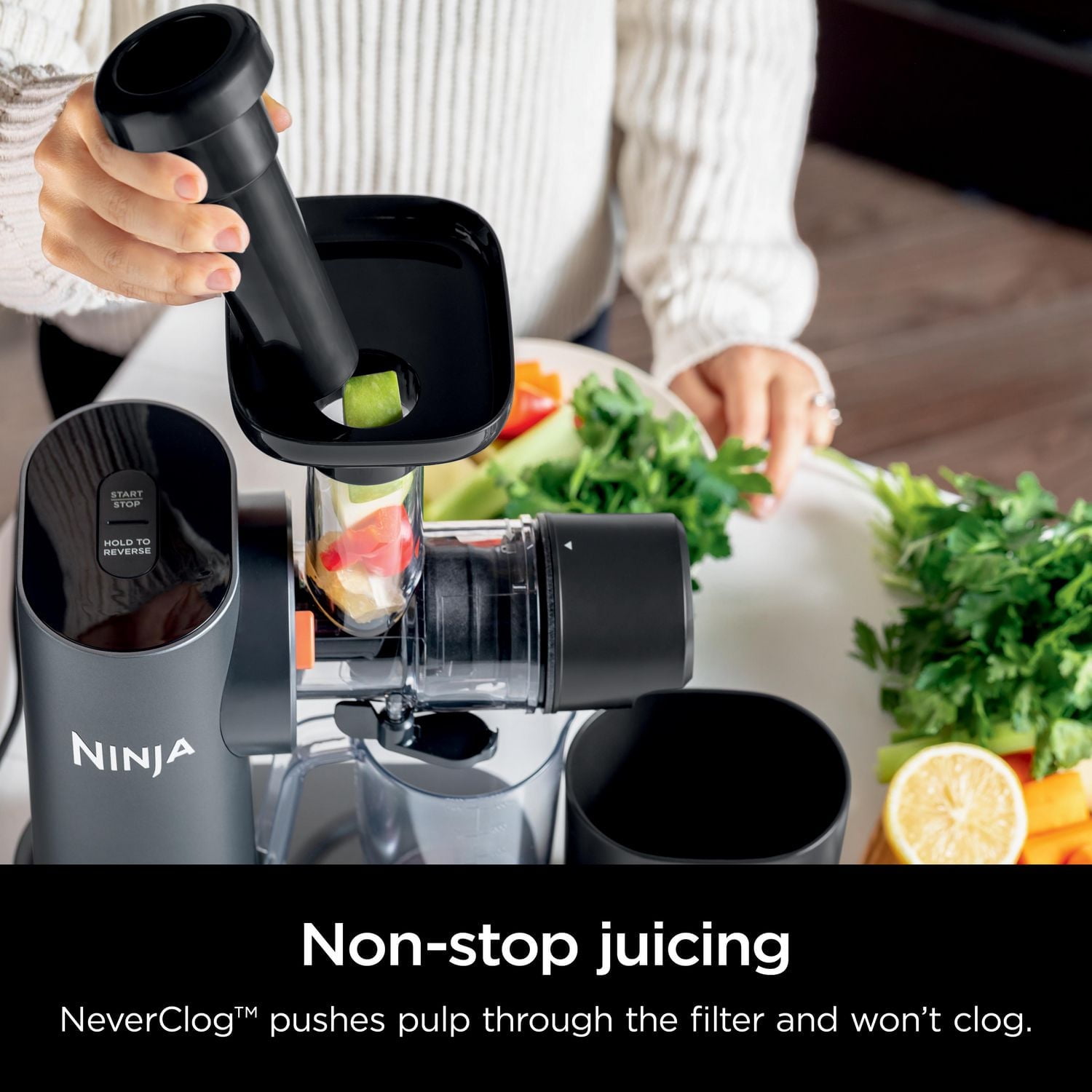 Ninja JC151C NeverClog Cold Press Juicer, 150 Watt, Ninja JC151C NeverClog Cold Press Juicer