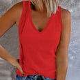 thumbnail image 3 of TKLPEHG Womens Tank Tops V-Neck Basic Tank Top Summer Clothes Lightweight Solid Color Loose Sleeveless T Shirt Casual Fashion Comfy Blouses (Red,S), 3 of 7