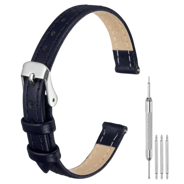 Correas de reloj de cuero Uxcell para hombres y mujeres, 10 mm, reemplazo de correa de reloj de liberación rápida, azul oscuro