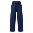 thumbnail image 5 of Jxximdong Pants for Women Womens Daily Elastic Waist Pockets Straight Solid Color Casual Pants Loose Long Trousers Blue XXXXL Trousers, 5 of 6