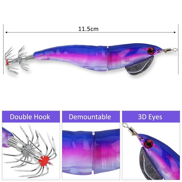 Bionic Electric Luminous Shrimp Shape Squid Fishing Lures (Purple